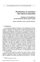 Planification et prévision des besoins essentiels: analyse d'orientations et de scénarios dans quatre pays