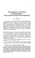 Development and rural overpopulation: some lessons from Polish experience