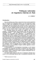 Politiques nationales et migrations internes en Asie