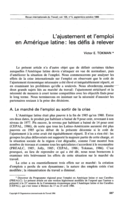 L'ajustement et l'emploi en Amérique latine: les défis à relever