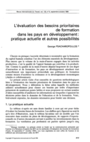 L'évaluation des besoins prioritaires de formation dans les pays en développement: pratique actuelle et autres possibilités