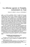 La réforme agraire et l'emploi, notamment en Asie
