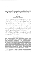 Freedom of association and industrial relations in Asian countries: I