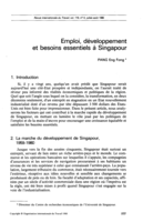 Emploi, développement et besoins essentiels à Singapour