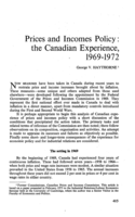Prices and incomes policy: the Canadian experience, 1969-1972
