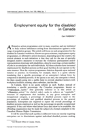 Employment equity for the disabled in Canada
