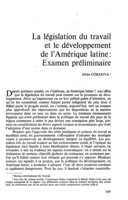 La législation du travail et le développement de l'Amérique latine: examen préliminaire