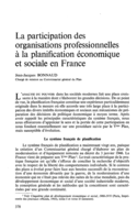 La participation des organisations professionnelles à la planification économique et sociale en France