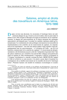 Salaires, emploi et droits des travailleurs en Amérique latine: 1970-1998