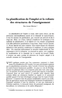 La planification de l'emploi et la refonte des structures de l'enseignement