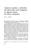Aspectos sociales y culturales del desarrollo rural integrado en algunos países de África occidental