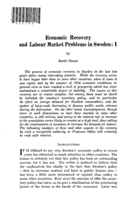 Economic recovery and labour market problems in Sweden: I