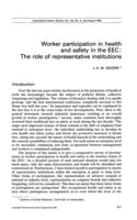 Worker participation in health and safety in the EEC: the role of representative institutions