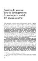 Services de jeunesse pour le développement économique et social: un aperçu général