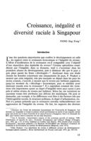 Croissance, inégalité et diversité raciale à Singapour