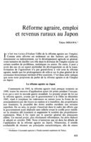 Reforme agraire, emploi et revenus ruraux au Japon