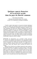 Quelques aspects financiers de la sécurité sociale dans les pays du Marché commun