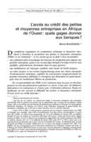 L'accès au crédit des petites et moyennes entreprises en Afrique de l'Ouest: quels gages donner aux banques?