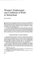 Women's employment and conditions of work in Switzerland
