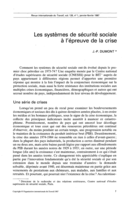 Les systèmes de sécurité sociale à l'épreuve de la crise