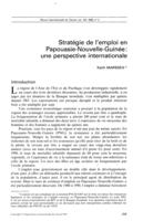 Stratégie de l'emploi en Papouasie-Nouvelle-Guinée: une perspective internationale