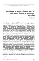 Les normes et les procédures de l'OIT en matière de liberté syndicale: un bilan