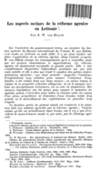 Les aspects sociaux de la réforme agraire en Lettonie