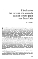 L'évaluation des travaux non manuels dans le secteur privé aux Etats-Unis