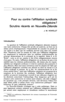 Pour ou contre l'affiliation syndicale obligatoire?: scrutins récents en Nouvelle-Zélande