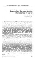 Les origines d'une convention internationale du travail