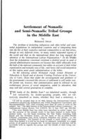 Settlement of nomadic and semi-nomadic tribal groups in the middle East