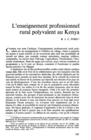 L'enseignement professionnel rural polyvalent au Kenya