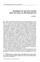 Stratégies de sécurité sociale dans les pays en développement