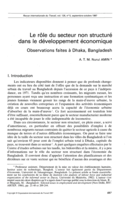 Le rôle du secteur non structuré dans le développement économique: observations faites à Dhaka, Bangladesh