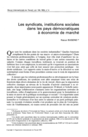 Les syndicats, institutions sociales dans les pays démocratiques à économie de marché