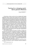 Training for a changing world: some general reflections