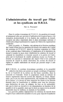 L'administration du travail par l'Etat et les syndicats en URSS