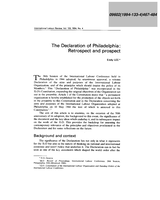 The Declaration of Philadelphia: retrospect and prospect