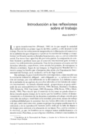 Introducción a las reflexiones sobre el trabajo