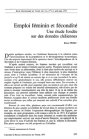 Emploi féminin et fécondité: une étude fondée sur des données chiliennes