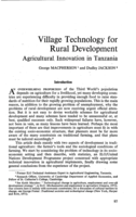 Village technology for rural development: agricultural Innovation in Tanzania