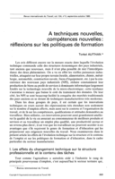 A techniques nouvelles, compétences nouvelles: réflexions sur les politiques de formation