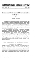 Economic problems and reconstruction in Italy: I