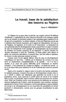 Le travail, base de la satisfaction des besoins au Nigéria