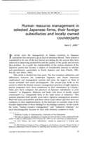 Human resource management in selected Japanese firms, their foreign subsidiaries and locally owned counterparts