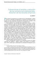 Subvenciones al empleo y reducción de las cotizaciones empresariales: dictamen de los estudios empíricos