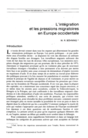 L'intégration et les pressions migratoires en Europe occidentale