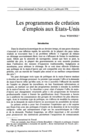 Les programmes de création d'emploi aux Etats-Unis