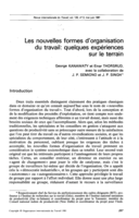 Les nouvelles formes d'organisation du travail: quelques expériences sur le terrain