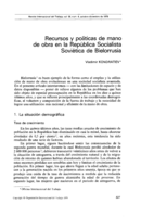 Recursos y políticas de mano de obra en la República Socialista Soviética de Bielorrusia